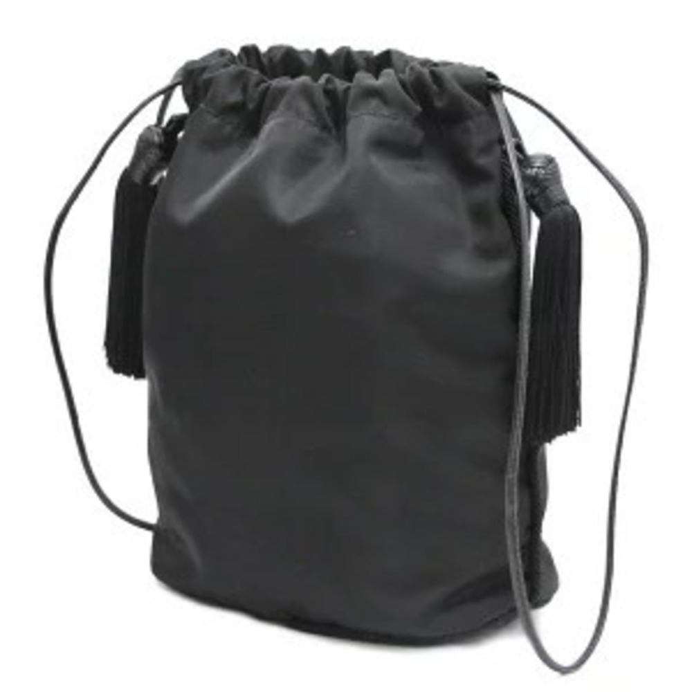 Prada Clutch drawstring black handbag fringe